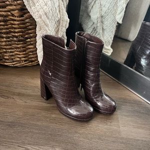 Purple heel booties